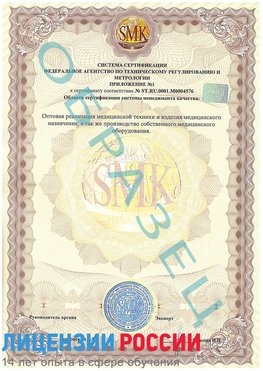 Образец сертификата соответствия (приложение) Светлоград Сертификат ISO 13485