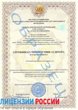 Образец сертификата соответствия аудитора №ST.RU.EXP.00006191-3 Светлоград Сертификат ISO 50001