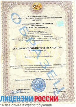 Образец сертификата соответствия аудитора №ST.RU.EXP.00006191-2 Светлоград Сертификат ISO 50001